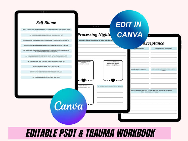 2025 PTSD/Trauma/Anxiety Printable Journal/Workbook, Anger Management/Self Care/Mental Health Therapy Workbook