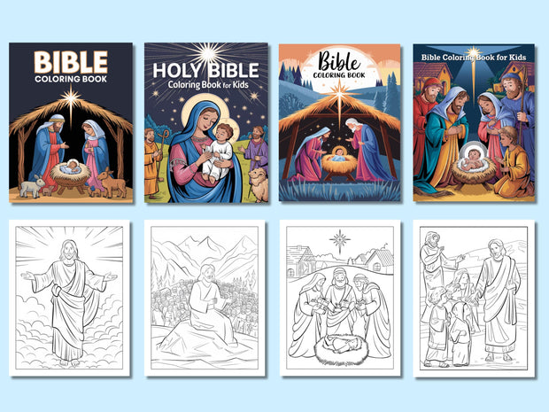 100 Bible Coloring Pages / Bible Coloring Book / Christian Coloring Book / christian printable / sunday school / digital download