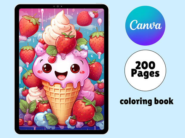Best Seller 200 Cute Kawaii Summer Coloring Pages for Kids - Printable Digital PDF | Instant Download | Popular Item