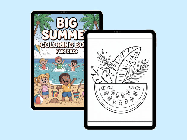 133 Cute Simple Summer Coloring Pages for Kids: High-Resolution PDF Book with Large Size & Thick Border, Perfect for Preschool, Kindergarten