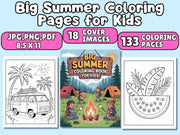 133 Cute Simple Summer Coloring Pages for Kids: High-Resolution PDF Book with Large Size & Thick Border, Perfect for Preschool, Kindergarten