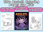 Axolotl Coloring Pages, 120+ Printable Marine Ajolote Coloring Pages for Preschool, Kindergarten Elementary School Children to Print & Color