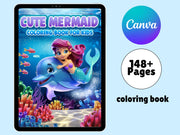 148+ Cute Mermaid Coloring Pages - Adult And Kids Coloring Book, Mermaid Castle Coloring Fantasy Coloring Sheets, Instant Download Printable