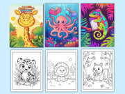 110 Cute Animal Coloring Pages for Kids | KDP Interior Ready | Printable Coloring Book | 8.5x11” Digital Download