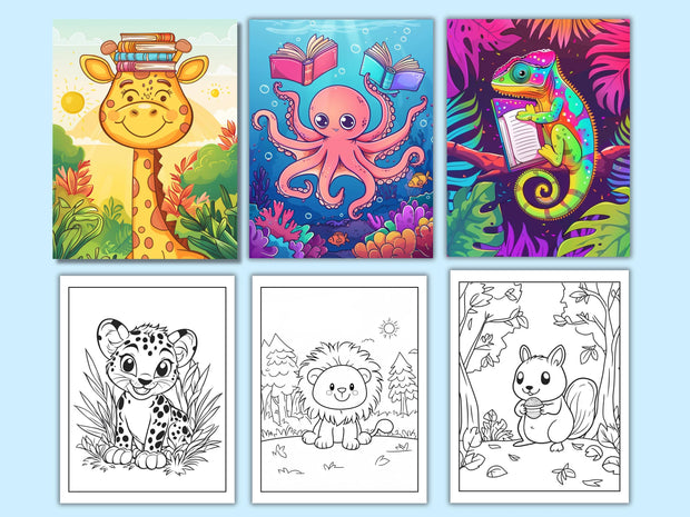 110 Cute Animal Coloring Pages for Kids | KDP Interior Ready | Printable Coloring Book | 8.5x11” Digital Download