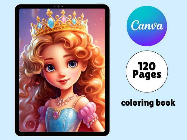 Princess Coloring Pages For Kids, 120 Coloring Pages, Princess Coloring Sheets, Princess Coloring Book, Girl Coloring Pages, 8.5x11"