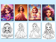 Princess Coloring Pages For Kids, 120 Coloring Pages, Princess Coloring Sheets, Princess Coloring Book, Girl Coloring Pages, 8.5x11"