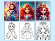 Princess Coloring Pages For Kids, 120 Coloring Pages, Princess Coloring Sheets, Princess Coloring Book, Girl Coloring Pages, 8.5x11"