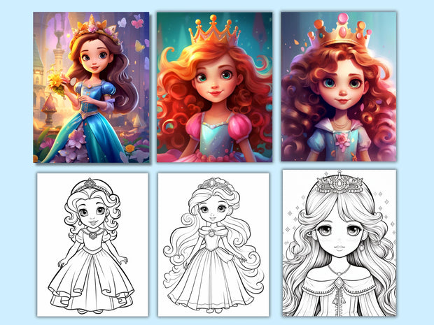 Princess Coloring Pages For Kids, 120 Coloring Pages, Princess Coloring Sheets, Princess Coloring Book, Girl Coloring Pages, 8.5x11"