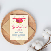 Graduation Party Invitation, Class of 2025 Invite, Blue Graduation Announcement, Self-Editable Digital Download, Printable Grad Card