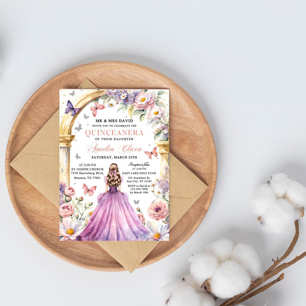 Quinceanera Digital Invitation Sweet 15 Editable Birthday Invite Quinceañera Party Template Clickable RSVP Online Form Instant Download