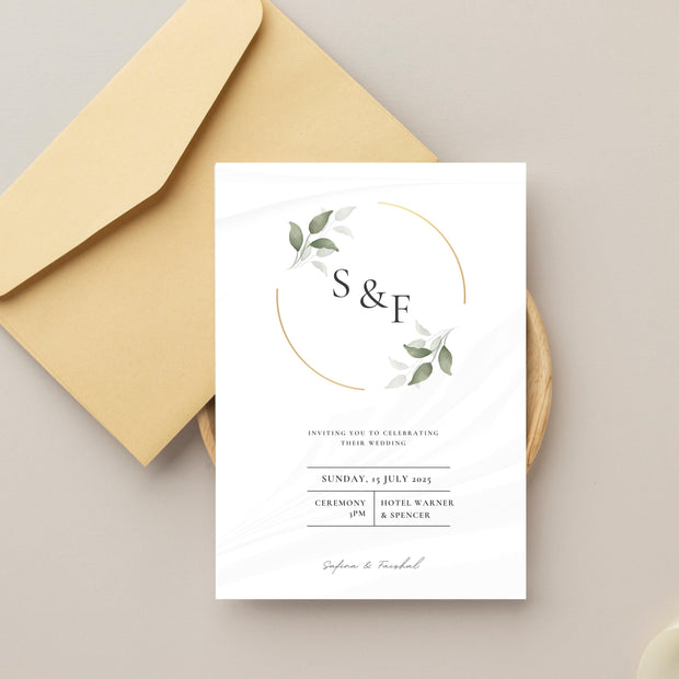 Sage Wedding Invitation MEGA Bundle Template, Greenery Gold Wedding Bundle, Eucalyptus Printable Wedding Set, Editable Template Grace LE220