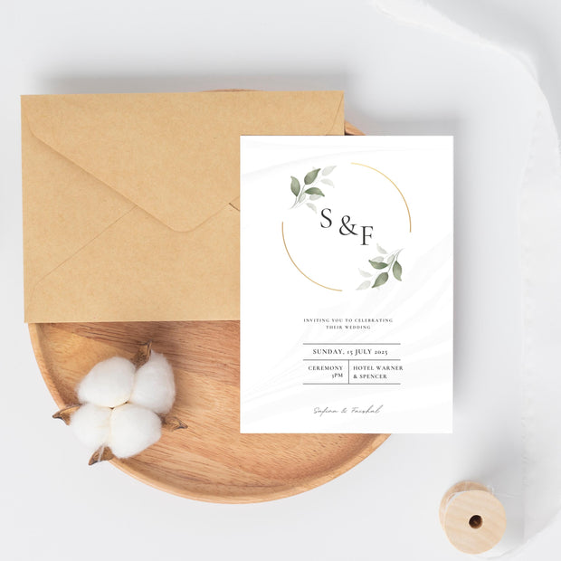 Sage Wedding Invitation MEGA Bundle Template, Greenery Gold Wedding Bundle, Eucalyptus Printable Wedding Set, Editable Template Grace LE220