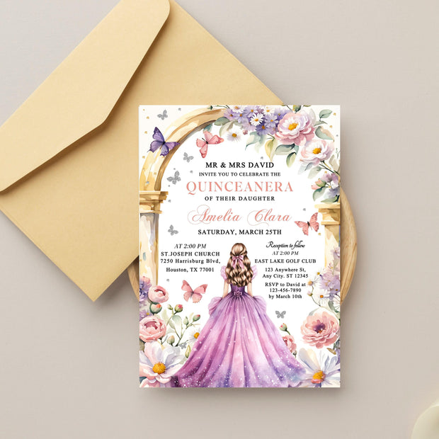 Quinceanera Digital Invitation Sweet 15 Editable Birthday Invite Quinceañera Party Template Clickable RSVP Online Form Instant Download