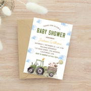 Farm Baby Shower Invitation Template, Green Tractor Baby Shower Invite, Farm Animals Baby Shower Invitation, Instant Download, B-723
