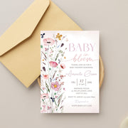 Vintage Floral baby shower invitation Girl Spring summer baby shower invite, Handwritten Hand drawn Baby in bloom invitation