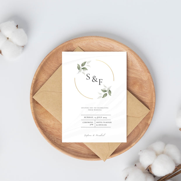 Sage Wedding Invitation MEGA Bundle Template, Greenery Gold Wedding Bundle, Eucalyptus Printable Wedding Set, Editable Template Grace LE220