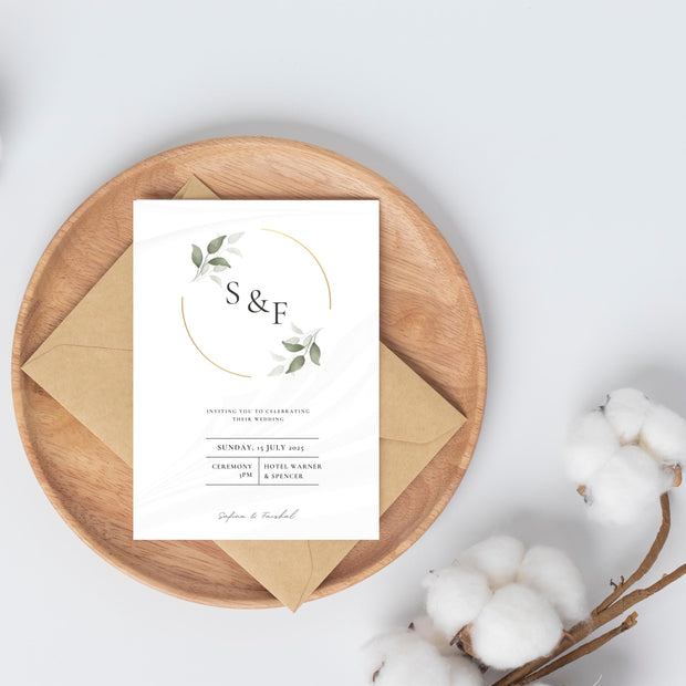 Sage Wedding Invitation MEGA Bundle Template, Greenery Gold Wedding Bundle, Eucalyptus Printable Wedding Set, Editable Template Grace LE220