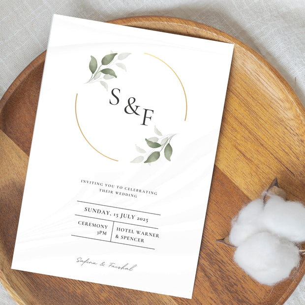 Sage Wedding Invitation MEGA Bundle Template, Greenery Gold Wedding Bundle, Eucalyptus Printable Wedding Set, Editable Template Grace LE220
